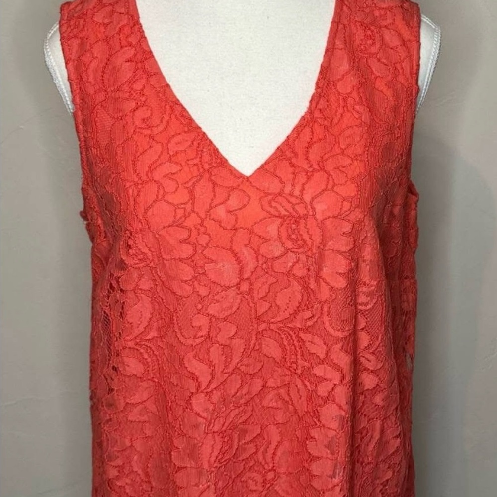 Coral Lace Sleeveless Top